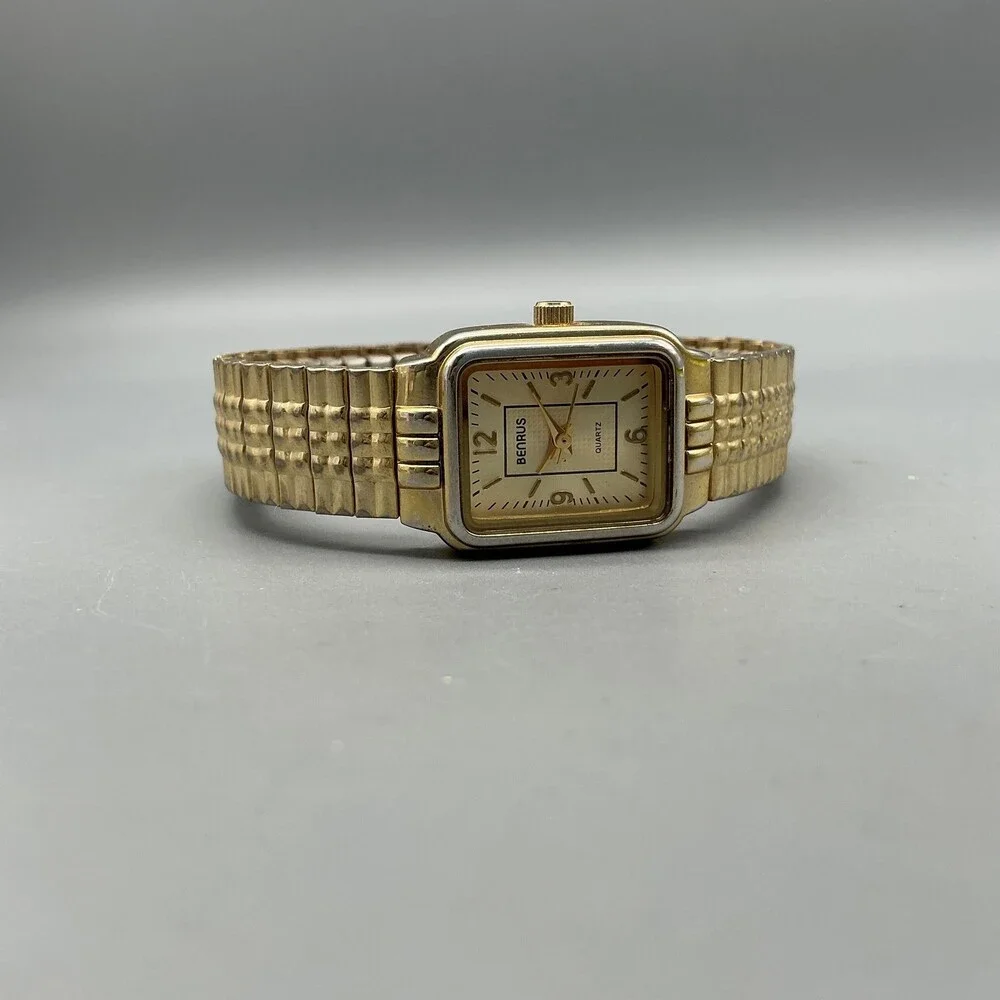 Benrus BN203L Womens Watch 20mm Champagne Gold Tone Stretch New Battery